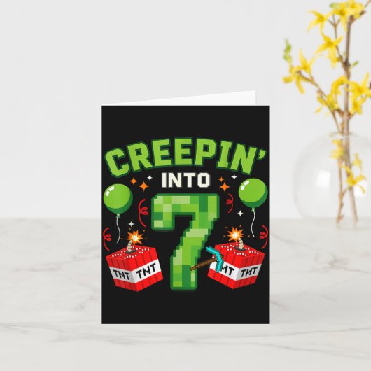 It's My 7th Birthday Boy Gamer Creen’ Into 7 Gamer Kaart (Gele Bloem)