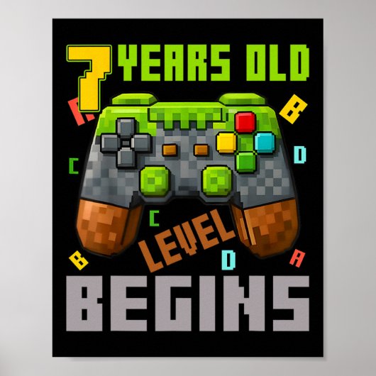 It's My 7th Birthday Pixel Gaming Controller 7 Yea Poster (Voorkant)