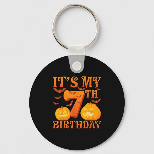 It's My 7th Birthday Pumpkins 7 Years Old Hallowee Sleutelhanger (Voorkant)