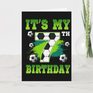 It's My 7th Birthday Soccer Party 7 Year Old Boy B Kaart