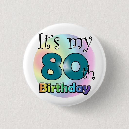 It's my 80th Birthday (Blue) Ronde Button 3,2 Cm (Voorkant)