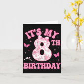 It's My 8th Birthday Nk Coquette Bow 8 Year Old Bi Kaart (Gele Bloem)