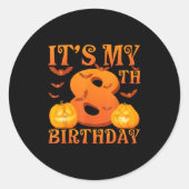 It's My 8th Birthday Pumpkins 8 Years Old Hallowee Ronde Sticker (Voorkant)