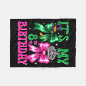 It's My 8th Birthday Witch Nk And Green Bow Croche Fleece Deken (Voorkant (Horizontaal))