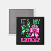 It's My 8th Birthday Witch Nk And Green Bow Croche Magneet (Voorkant / Achterkant)
