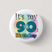 It's my 90th Birthday (Blue) Ronde Button 3,2 Cm (Voorkant)