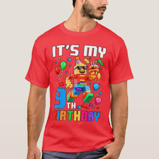 Its My 9th Birthday Building Brick 9 Years Old Boy T-shirt