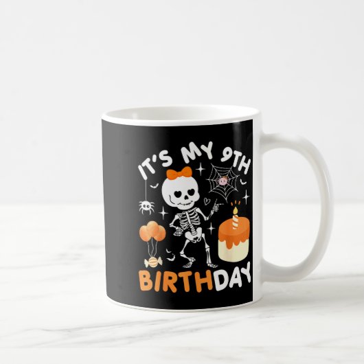 Its My 9th Birthday Funny Halloween Skeleton 9 Bir Koffiemok (Rechts)