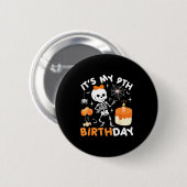 Its My 9th Birthday Funny Halloween Skeleton 9 Bir Ronde Button 5,7 Cm (Voorkant /achterkant)