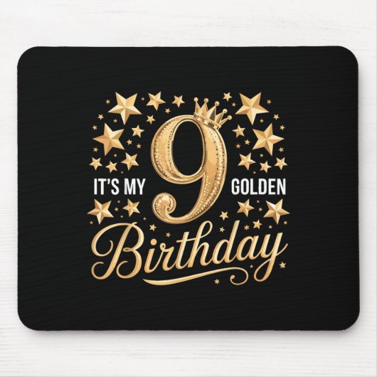 It's My 9th Golden Birthday 9 Year Old Bday Groovy Muismat (Voorkant)