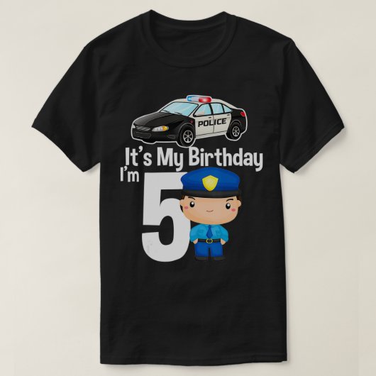 It's my birthday 5 Police Car Policeman 5th Birthd T-shirt (Design voorkant)