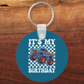 It's My Birthday Boy Monster Truck Bday Party Kids Sleutelhanger (Voorkant)