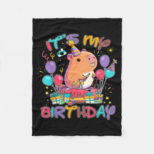 Its My Birthday Capybara Lovers Birthday Party Boy Fleece Deken (Voorkant)