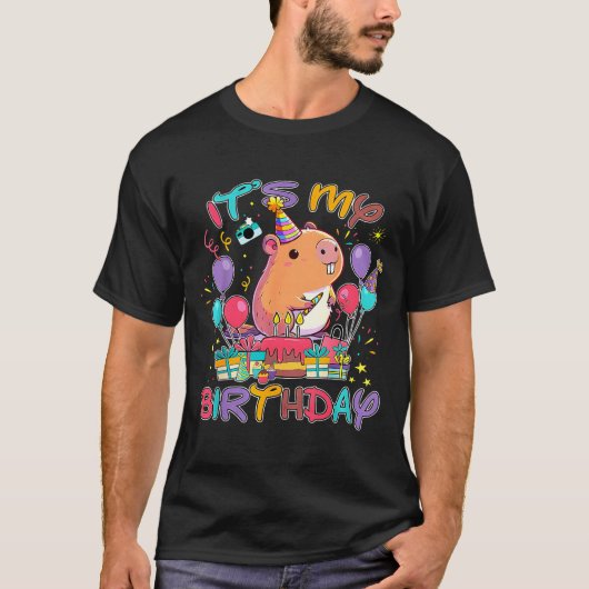 Its My Birthday Capybara Lovers Birthday Party Boy T-shirt (Voorkant)