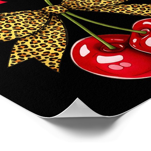 It's My Birthday Cute Cherry Leopard Coquette Bow  Poster (Hoek)