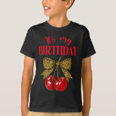 It's My Birthday Cute Cherry Leopard Coquette Bow  T-shirt (Voorkant)