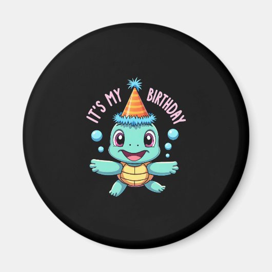 It's My Birthday Cute Sea Turtle Ocean Birthday Pa Magneet (Voorkant)