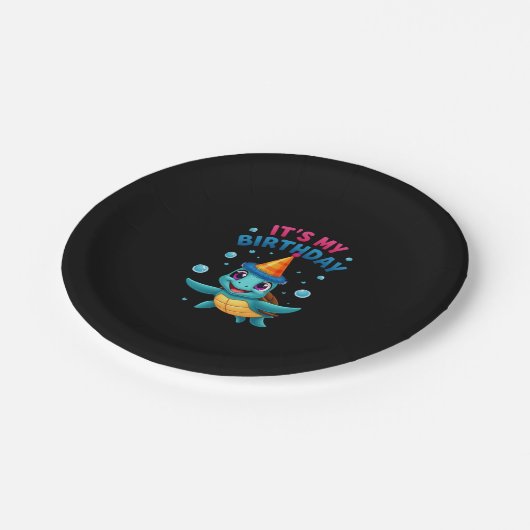 It's My Birthday Cute Sea Turtle Ocean Birthday Pa Papieren Bordje (Gekanteld)