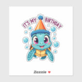 It's My Birthday Cute Sea Turtle Ocean Birthday Pa Sticker (Vel)