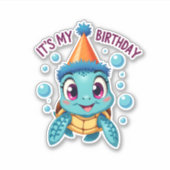 It's My Birthday Cute Sea Turtle Ocean Birthday Pa Sticker (Voorkant)