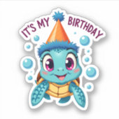 It's My Birthday Cute Sea Turtle Ocean Birthday Pa Sticker (Voorkant)