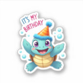 It's My Birthday Cute Sea Turtle Ocean Birthday Pa Sticker (Voorkant)