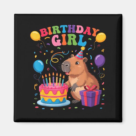 Its My Birthday Girl Capybara Lovers Birthday Part Magneet (Voorkant)
