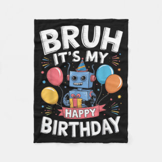 Its My Birthday Party Robot Theme Bday Celebration Fleece Deken