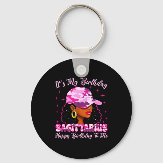 It's My Birthday Sagittarius Black Woman Nk Camo  Sleutelhanger (Voorkant)