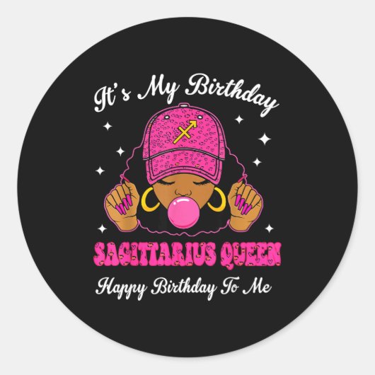 It's My Birthday Sagittarius Queen Happy Birthday Ronde Sticker (Voorkant)