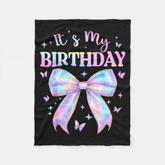 It's My Birthday Tie Dye Coquette Bow Butterfly Bi Fleece Deken (Voorkant)
