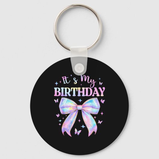 It's My Birthday Tie Dye Coquette Bow Butterfly Bi Sleutelhanger (Voorkant)