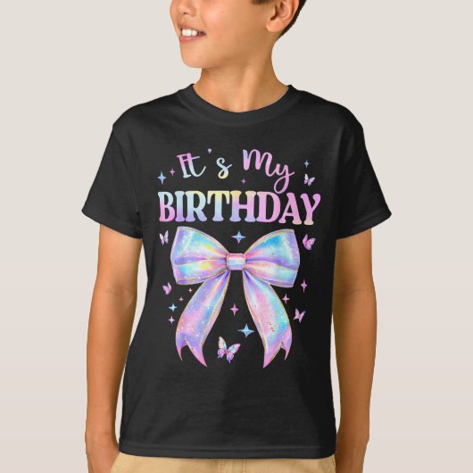 It's My Birthday Tie Dye Coquette Bow Butterfly Bi T-shirt (Voorkant)