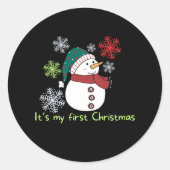 It's my first Christmas Ronde Sticker (Voorkant)