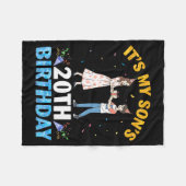 It's My Son's 20th Birthday Happy 20 Years Old Boy Fleece Deken (Voorkant (Horizontaal))
