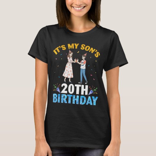 It's My Son's 20th Birthday Happy 20 Years Old Boy T-shirt (Voorkant)
