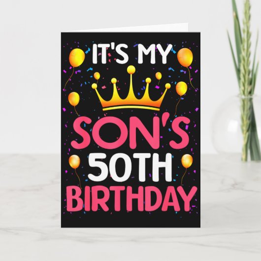 Its My Sons 50th Birthday Happy Birthday 50 Years  Kaart (Voorkant)