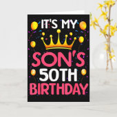 Its My Sons 50th Birthday Happy Birthday 50 Years  Kaart (Gele Bloem)