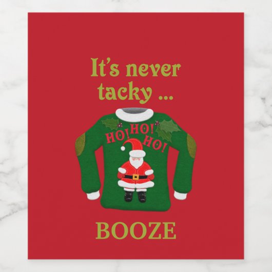 It's Never Tacky Cute Christmas Sticker (Enkel label)