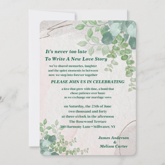 It's Never Too Late Second Wedding Invitation Kaart (Voorkant)