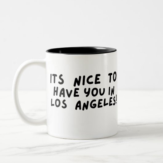 Its nice to have you in Los Angeles Tweekleurige Koffiemok (Links)