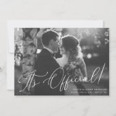It's Official! Chic Script Wedding Photo Elopement Kaart (Voorkant)