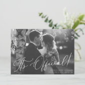 It's Official! Chic Script Wedding Photo Elopement Kaart (Staand voorkant)