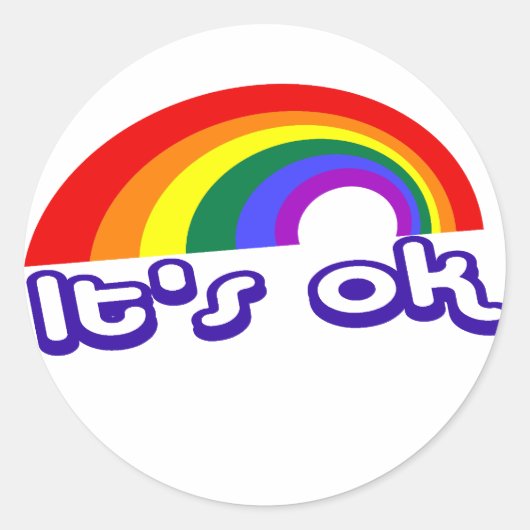 "It's ok" met regenboog Ronde Sticker (Voorkant)