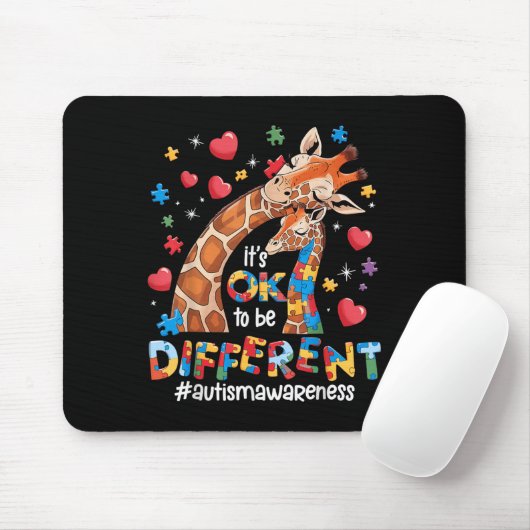 It's Ok To Be Different Autism Awareness Cute Gira Muismat (Met muis)