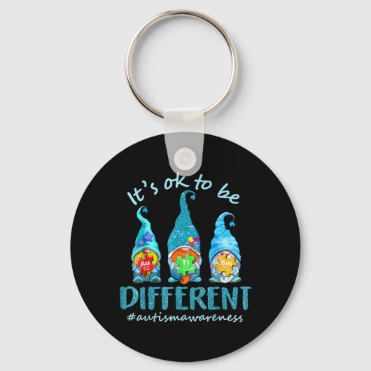 It's Ok To Be Different Autism Awareness Gnomes Sleutelhanger (Voorkant)