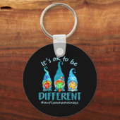 It's Ok To Be Different Autism Awareness Gnomes Sleutelhanger (Voorkant)