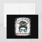 It's Ok To Be Different Autism Awareness Messy Bun Briefkaart (Voorkant / Achterkant)