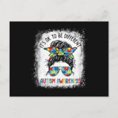 It's Ok To Be Different Autism Awareness Messy Bun Briefkaart (Voorkant)