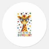 It's Ok To Be Different Giraffe Autism Awareness B Ronde Sticker (Voorkant)